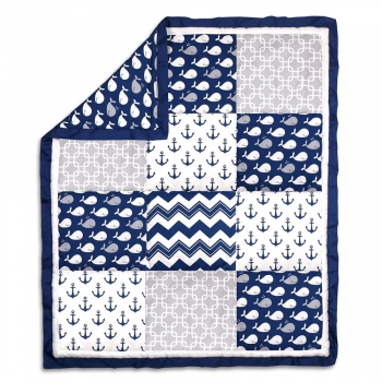 Blue + grey patchwork nautical letters