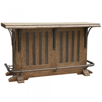 Walnut Veneer L-Shaped Wood Paneled Home Bar