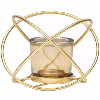 Gold Metal Round Candle Decors