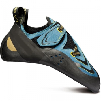 Down-turned, High-Performance Climbing Shoes