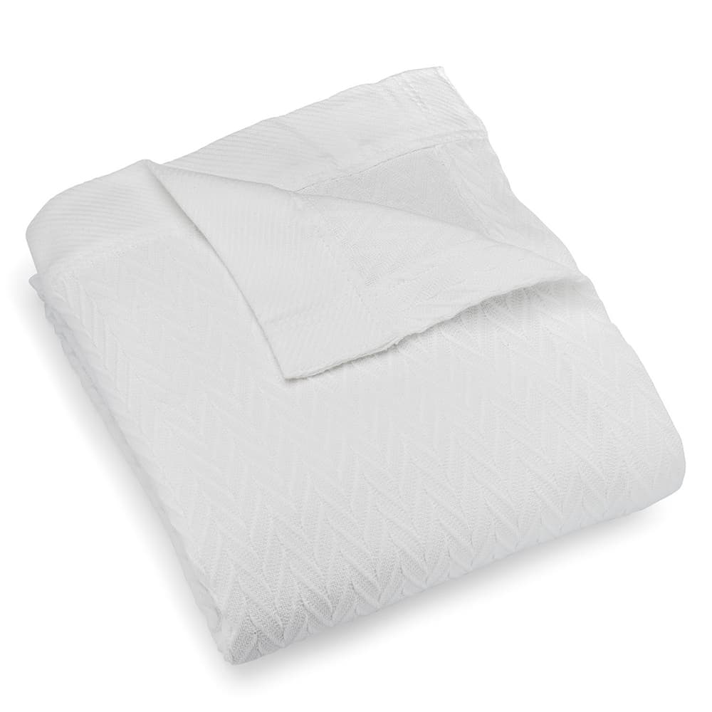 Registry 100% Cotton Jacquard Thermal Blanket, White