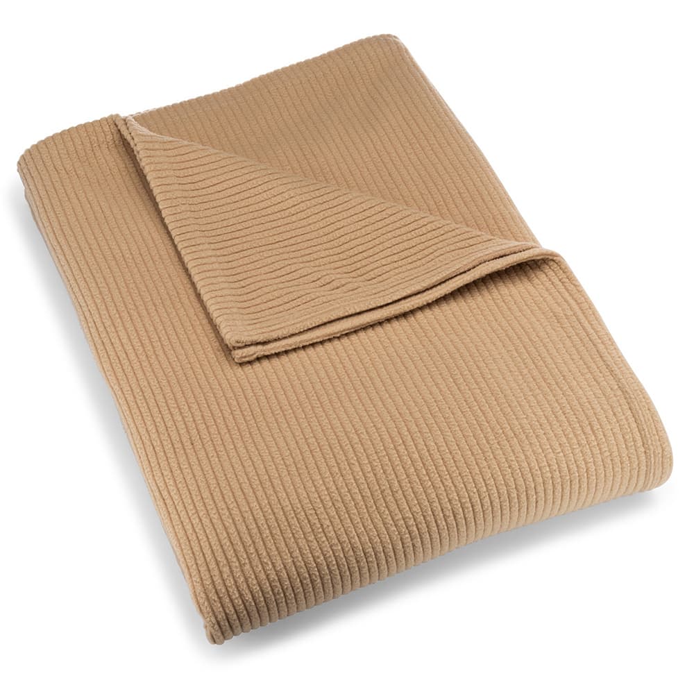 Registry Ribbed Polar Fleece Blanket, Tan