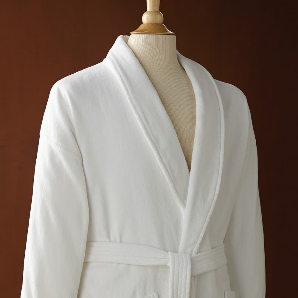 Le Montreux OSFM Shawl Collar Robe, White, 100% Combed Cotton Velour