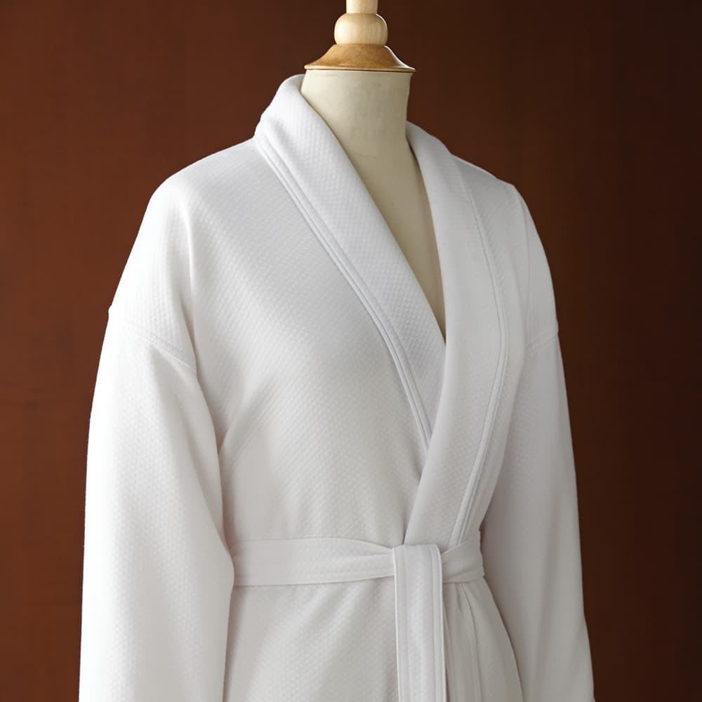 Le Montreux OSFM Shawl Collar Robe, White, Cotton and Polyester Blend