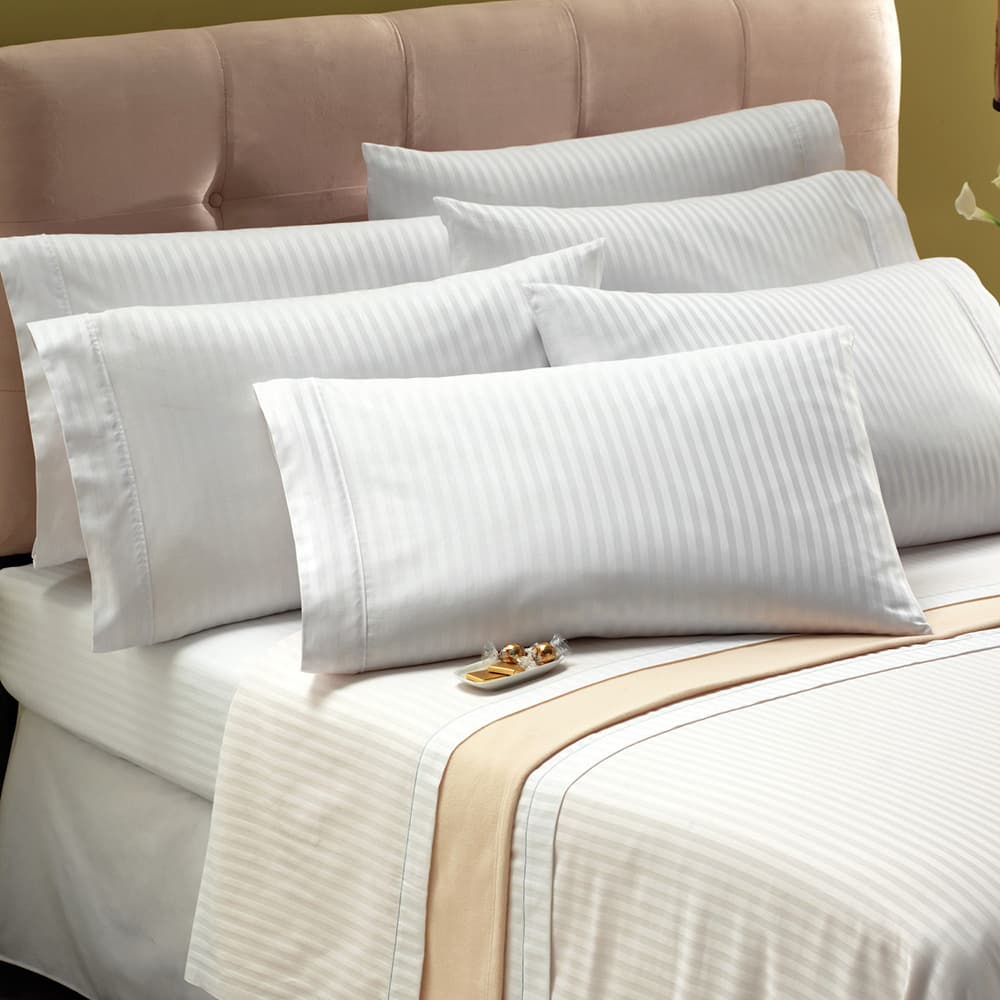 Registry 250 Thread Count Tone on Tone 60% Cotton 40% Polyester Flat Sheet, White