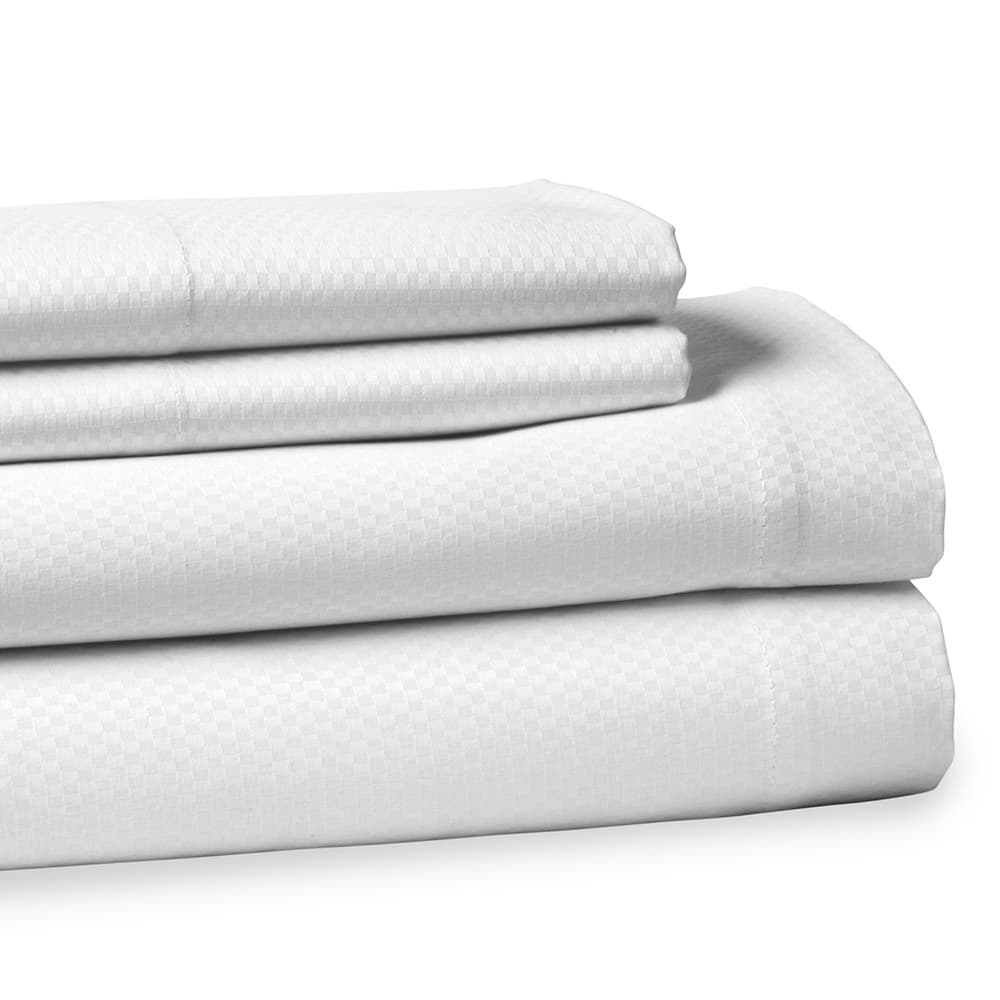 Registry Microcheck 250 Thread Count Dobby Weave 60% Cotton 40% Polyester Fitted Sheets, White