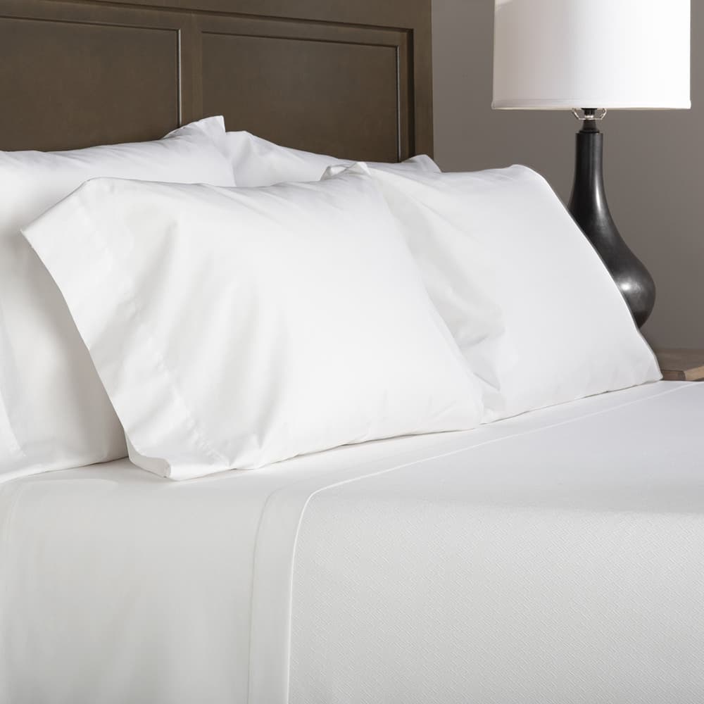 Registry Signature 200 Thread Count Mercerized Linens Plain Weave 60% Cotton 40% Polyester Fitted Sheets, White, Twin