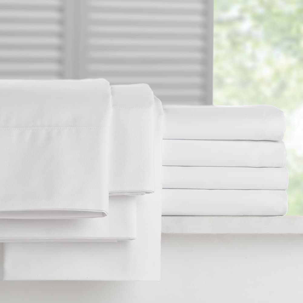 WestPoint Hospitality Preferred Comfort 250 Thread Count Plain Weave 60% Cotton 40% Polyester Flat Sheet, White, Queen