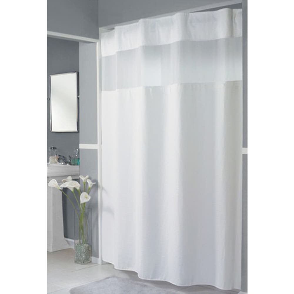 Hookless Pique Waffle Shower Curtain, White, 71 x 77