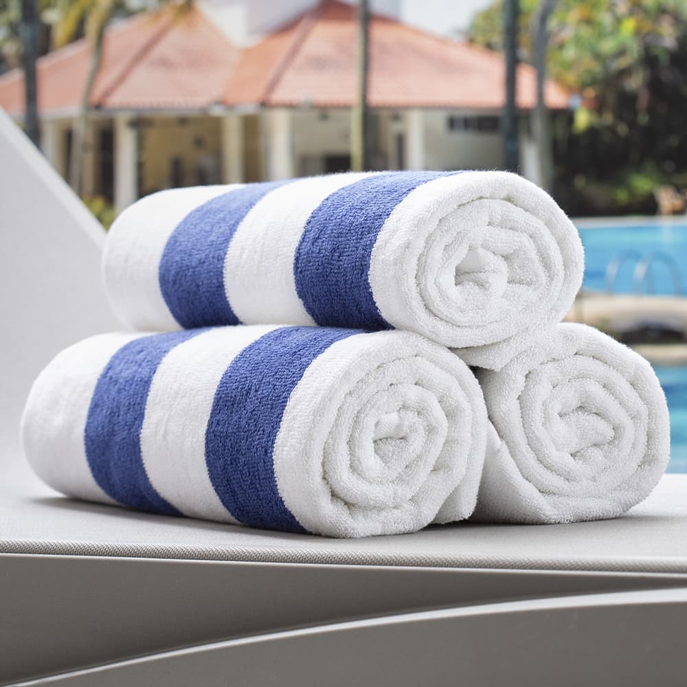 Registry Pool Towel, Wide Cabana Blue White Stripe