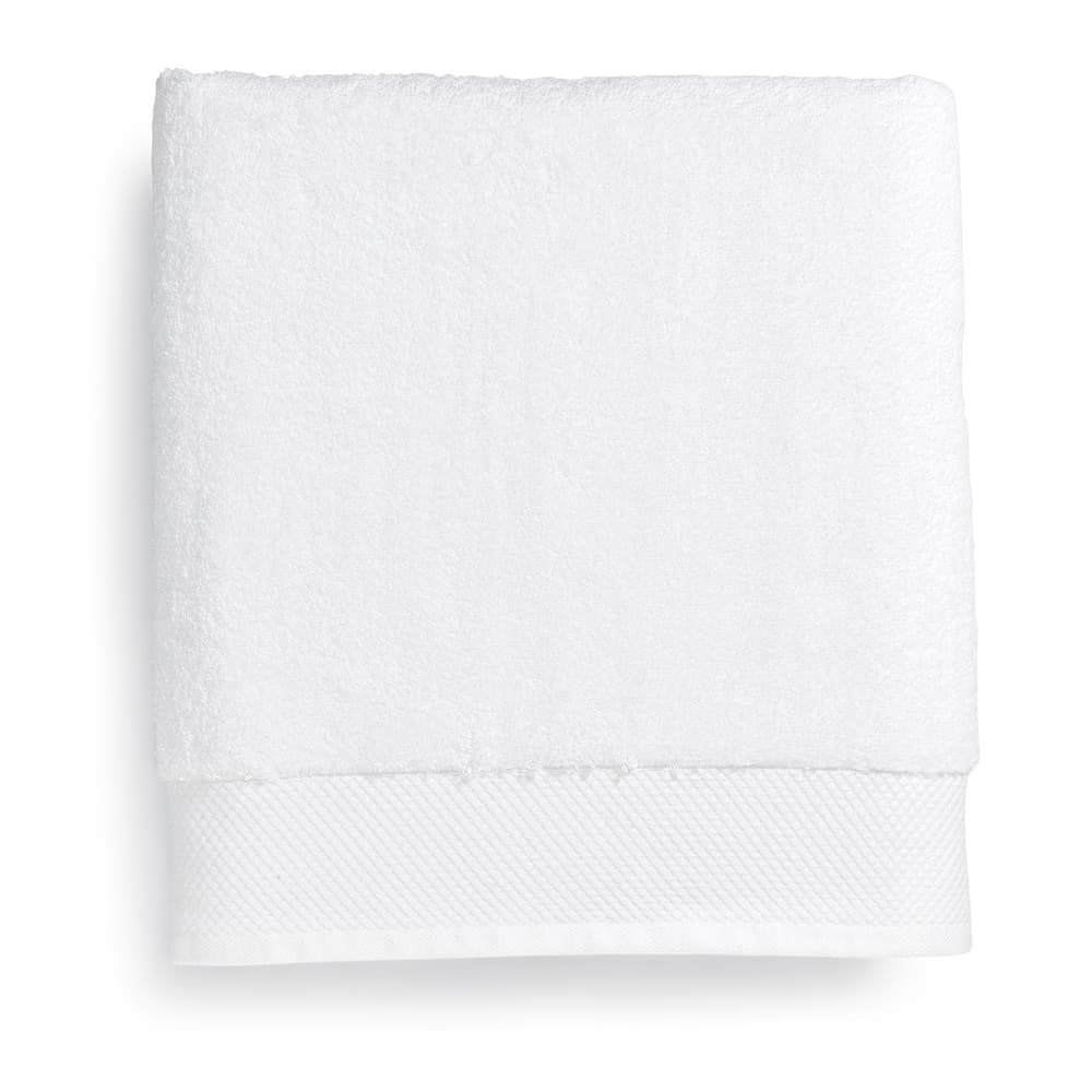 Tesino Luxury Bath Linens Dobby Border Bath Towel, White