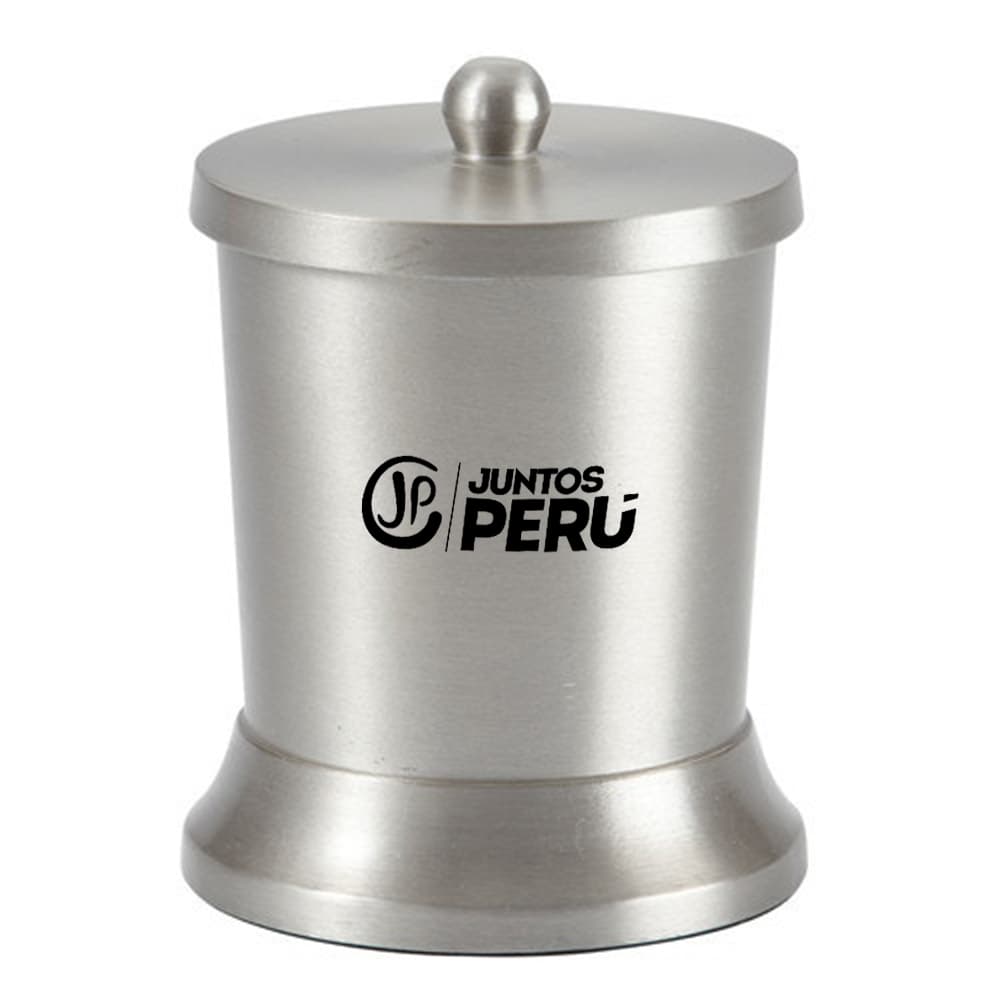 Focus Pewter Veil Cotton Ball Jar, Brushed Stainless Steel