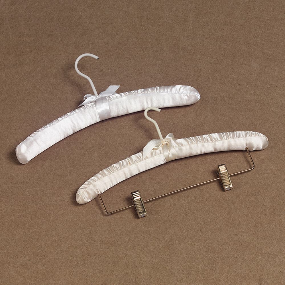 Satin Padded Open Hook Hanger, 15 W, Ivory