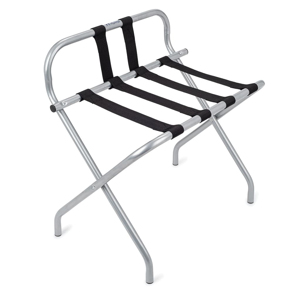 Registry Metal Luggage Rack With Backrest, 26 x 27 x 15.75, Silver