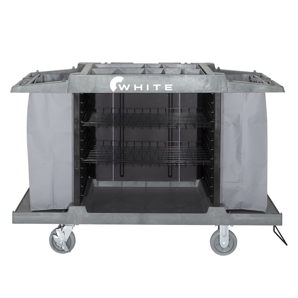 Plastic Housekeeping Cart without Doors, 59 L x 21 W x 39 H, Gray