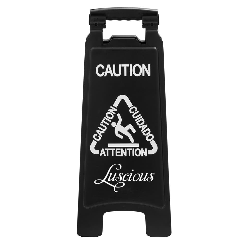 Rubbermaid Commercial Products Executive Series 2-Sided Multilingual Caution Sign, Black