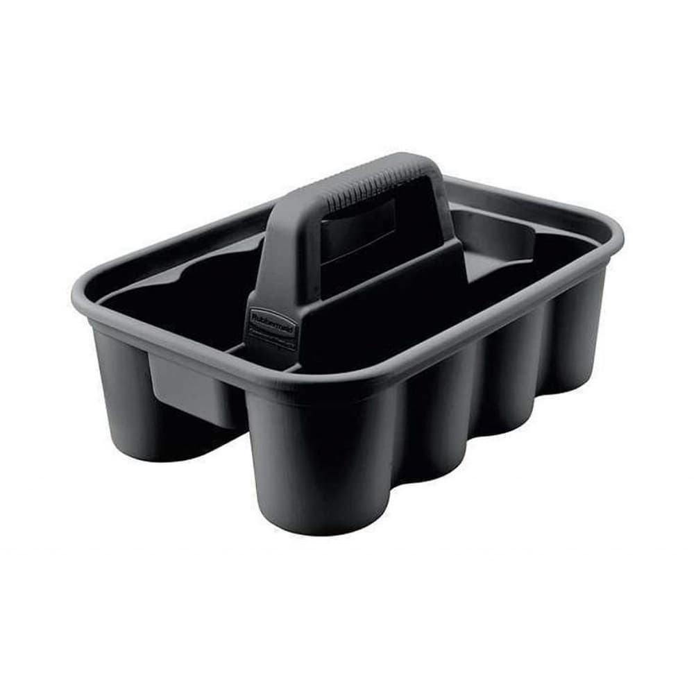 Guestroom housekeeping plastic caddy to carry the essentials