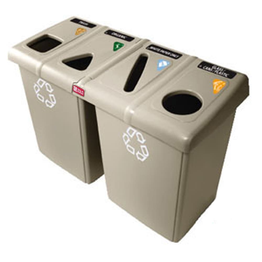 Recycling Station, Rubbermaid, Glutton, Beige, 92 Gal