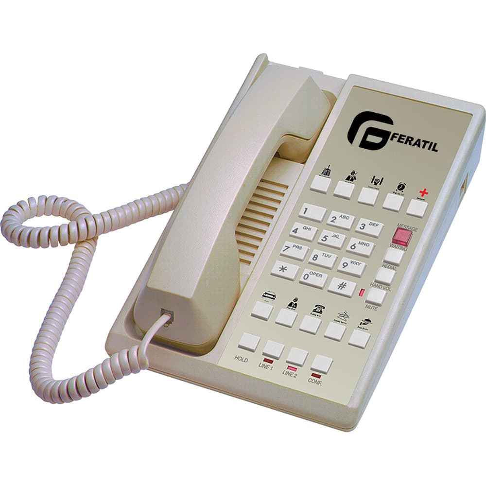 Teledex Diamond Series Corded Single Line Telephone, 0 Guest Service Keys, Ash