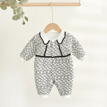 Baby girl open file quilted autumn winter onesies