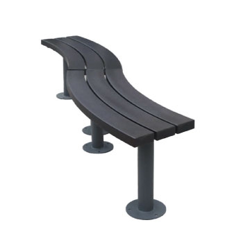 Outdoor commercial curved wooden backless garden seat bench